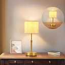 Portable Rechargeable Cordless Table Lamp, Touch Dimmable Battery Operated Lamp, Height Adjustable Bedside Lamp, Ambient Light for Kitchen, Patio, Restaurant, Antique Brass, Linen (Small)