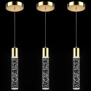 Pendant Lights Kitchen Island 3 Pack, 6500K Modern Kitchen Island Lights Ceiling Lighting Fixtures with Crystal Bubble, Integrated LED Cold White Hanging Light Dining Room Light Brushed Gold