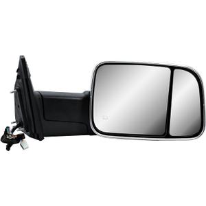 Passenger Right Side Door Towing Mirror Black Back Cover Power and Heated Glass with Turn Signal Light and Puddle Light Manual Folding and Temperature Sensor For Ram 1500 2500 3500 2009-2018 Passenger Right Side Door Towing Mirror Black Back Cover Power and Heated Glass with Turn Signal Light and Puddle Light Manual Folding and Temperature Sensor For Ram 1500 2500 3500 2009-2018