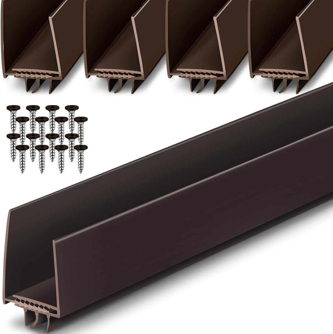 Pickmesh 4 Pcs 36 Inch Adjustable Storm Door Bottom Sweep for Door Seal 1 to 1-2/5In Replacement Parts Under Draft Stopper Weather Stripping Threshold Seal (Brown,36 Inch)
