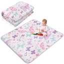 Funtery 43 x 43 Inch Boho Baby Play Mat Portable Crawling Washable Foldable Tummy Time Non Slip Baby Floor Large Playpen Mat for Infants Toddlers Floor Playpen Activity(Butterfly)