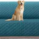 H.VERSAILTEX Reversible Quilted Sofa Cover Water Resistant Sofa Slipcover Washable Couch Cover with Non Slip Elastic Strap Furniture Protector for Kids, Dogs, Pets(Oversized Sofa, Dark Teal/Beige)