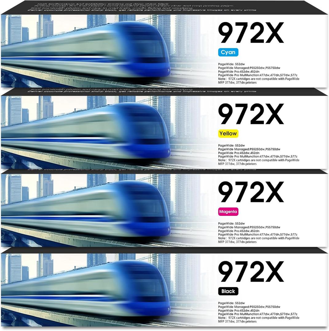 972X 972 MFP 477DW Ink Cartridges High Yield Compatible Ink Cartridge for Printer with 972X 972 Ink Cartridges Combo Pack for Pagewide Pro 452dn 452dw 552dw 477dw 577dw Printer