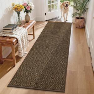 COSY HOMEER Hallway Runner Rug 2'x8' Non Slip Washable Entryway Runner Rugs Absorbent Stain Resistant Carpet Rug Runners for Hallways,Entrance and Laundry Room,Brown