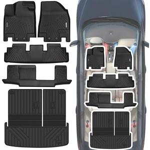SHINJEW Floor Mat & Trunk mat Compatible with 2022-2024 2025 Nissan Pathfinder 8 Passenger/Infiniti QX60 7 Passenger,All Weather TPE Car Floor Liners Fit for Nissan Pathfinder Accessories,3 Rows