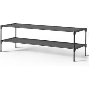 Kitsure Shoe Rack - Non-Woven Shoe Rack Shelf, Shoe Organizer for Closet, Entryway, Garage & Corridor, Stackable Shoe Shelves, 36.2" Wide - 2 Tier, Black