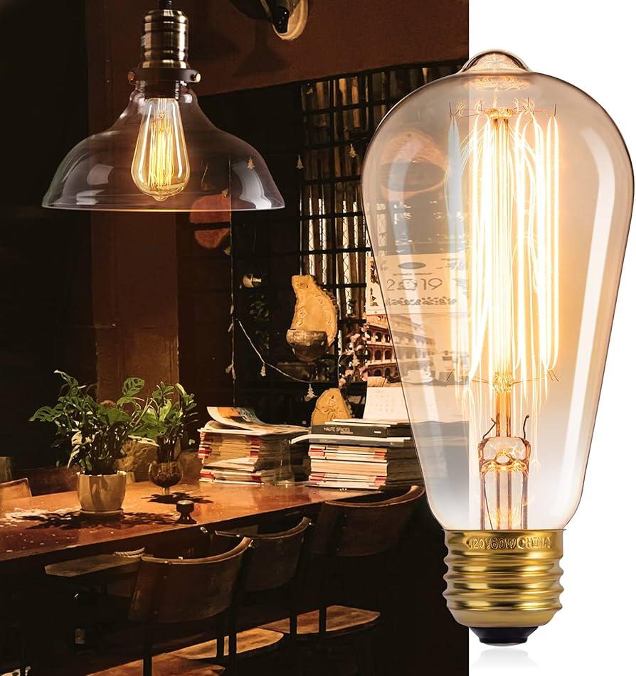 Minetom LED Edison Light Bulbs，Equivalent 60W Incandescent Light Bulbs，E26 Base，Warm White，6Pcs
