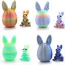 3D Printed Easter Eggs with Bunny Inside,Easter Surprise Rabbit Eggs,3D Printed Animals, Easter Basket Stuffers,Fidget Toys Gifts (4PCS)
