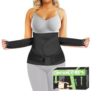 3 in 1 Postpartum Belly Band Wrap Support Recovery Girdles Abdominer Binder Post Surgery Belly&Waist&Pelvis Support Belt & Back Brace(Black, Small/Medium)