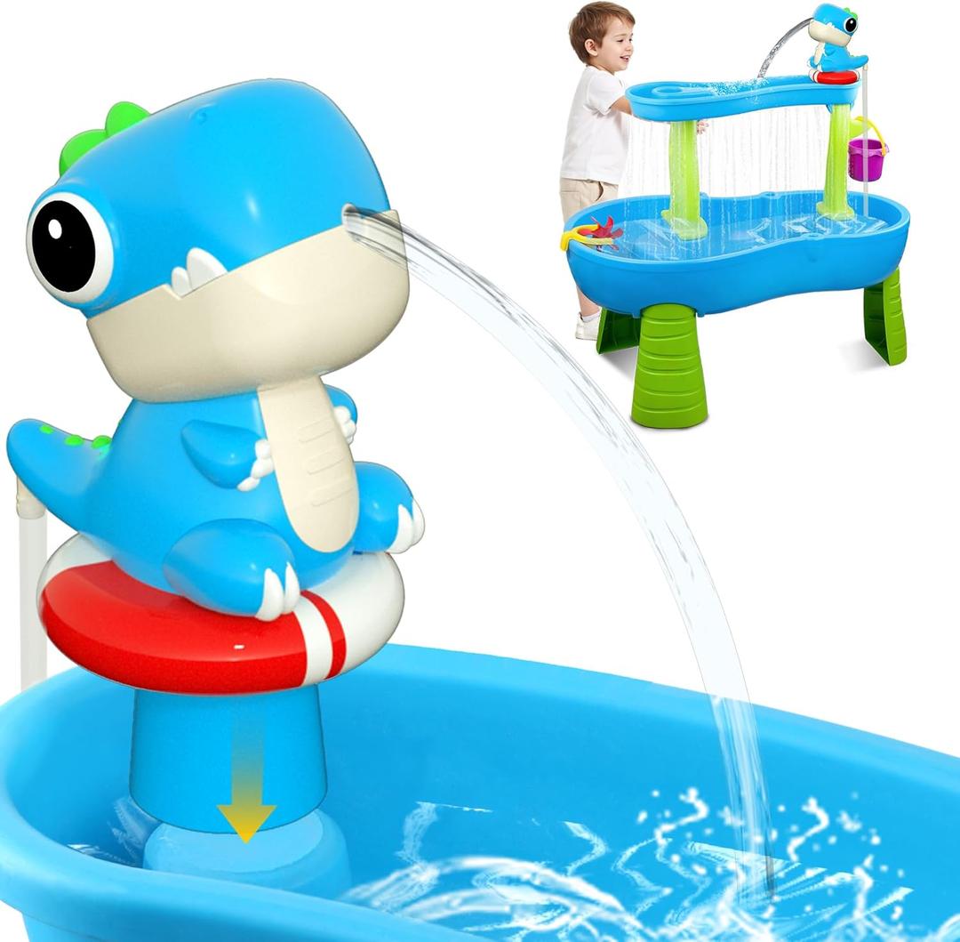 Dinosaur Water Table Pump Continuous Flow  Rechargeable Battery Powered Water Pump for Water Table Accessories  Summer Outdoor Water Play Toys (Blue)