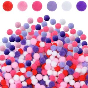 600 Piece Valentines Fluffy Pom Balls Mini Craft Pompoms for Valentine's Day DIY Craft Party Decorations (Multicolor)