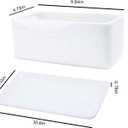 10 inch Rectangular White Ceramic Planter Pot Succulent Cactus Herb Flower Container Window Box Saucer Removable Drip Tray Base Drain Holes Home Office Indoor Outdoor Garden Desktop, 10.6 Inches