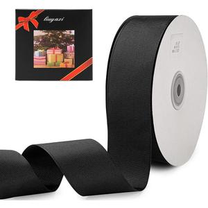 LIUYAXI 1-1/2" X 50 Yards Solid Black Grosgrain Ribbon, Perfect for Crafts, Wedding Decor, DIY Hair Accessories, Sewing, Gift Package Wrapping and More