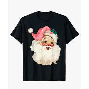 Santa Claus Pink Christmas Face Old Xmas Vintage Pink Santa T-Shirt size 3XL