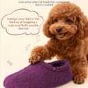HomeTop Women's Fuzzy Curly Fur Memory Foam Loafer Slippers with Polar Fleece Lining (10.5, Purple)
