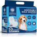 American Kennel Club Male Dog Wrap, Disposable Diapers with Wetness Indicator, SM, 50 Count