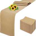 10 Pack Natural Burlap Table Runners,12 x 72 Inch Rustic Jute Table Runner and Placemats Bulk for Western Wedding Table Decorations,Farmhouse Style Party,Holiday,Kitchen Table Decor