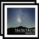 2 Pack 16x16 Picture Frame Black with 14x14 Mat for 40 x 40cm Diamond Art Painting, Display Photo 14x14 with Mat or 16 x 16 Without Mat, Wall Hanging Large Frame with Plexiglass, Black