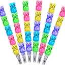 Boao 72 Pcs Stackable Pencils Plastic Bear Pencils 5 in 1 Stacking Colored for Birthday Bear Party Equipment