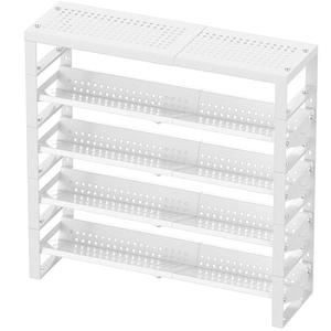 Jojocross Expandable, Stackable, Adjustable Spice Rack kitchen Organizer,Metal Pantry Storage Shelves - Multi-Tier Shelf for Cabinet, Countertop, Pantries, Cupboard or Wall Mount,White