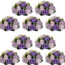 NUPTIO Artificial Flower Ball Centerpieces: 10 Pcs Lilac & Purple & Pink Rose Arrangements for Wedding Party Tables - Faux Silk Floral DIY Kissing Balls for Home Event Dining Decorations