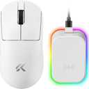MCHOSE A7 V2 Ultra+ Wireless Gaming Mouse, Megnetic Charging Dock,Tri-Mode Connection, 59 Grams, PAW3950 TI 42K DPI Sensor, Wired/Wireless Dual 8K Polling - White