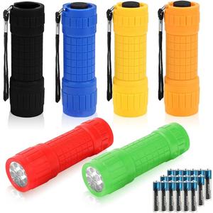 6-Pack Small Mini Flashlight Set, 9-LED Handheld Flashlight with Lanyard,18-Pack AAA Battery Included for Kids/Night Reading/Party/Camping/Emergency/Hunting (6 Pack)