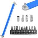 Impact Ready Offset Extension Wrench Set, Zero Degree Ratchet Extender with 1/4, 3/8, 1/2 Square Drive Adapters for Tight Spaces & Car Maintenance(Blue)