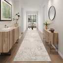 Art&Tuft 2x10 Runner Rug - Washable Runner Rugs, Non-Slip Runner Rug for Hallway, Low-Pile 2x10 Rug Runner Kitchen Laundry Room Rug Throw Carpet for Entrance Bedroom Living Room, Beige