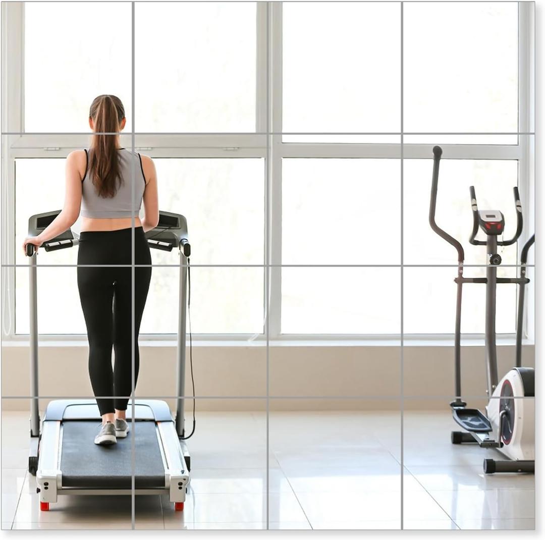 16 Pack 14x12 Inch Shatterproof Acrylic Mirror Tiles for Wall  Self-Adhesive, Unbreakable Mirror for Kids, Toddler, Bedroom, Bathroom & Home Gym, Safe & Durable Wall Mirrors