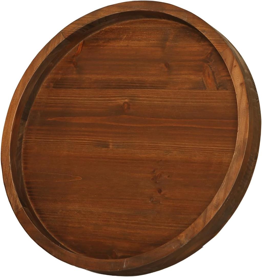 13.38 Inch Round Wood Lazy Susan Turntable Tray, Classic Style, Durable and Organizer for Cabinet Pantry Coffee Table Tray Brown