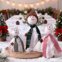 SmoothNovelty 3 Pcs Christmas Snowman Decoration Let It Snow Snowman Ghost Table Centerpiece Winter Snow Man Figurine Wooden Tabletop Decor for Xmas Home Party Favor Gift