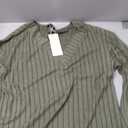 Womens Casual V-Neck Drop Shoulder Long Sleeve Ribbed Casual Pullover Pullover Tops 2XL