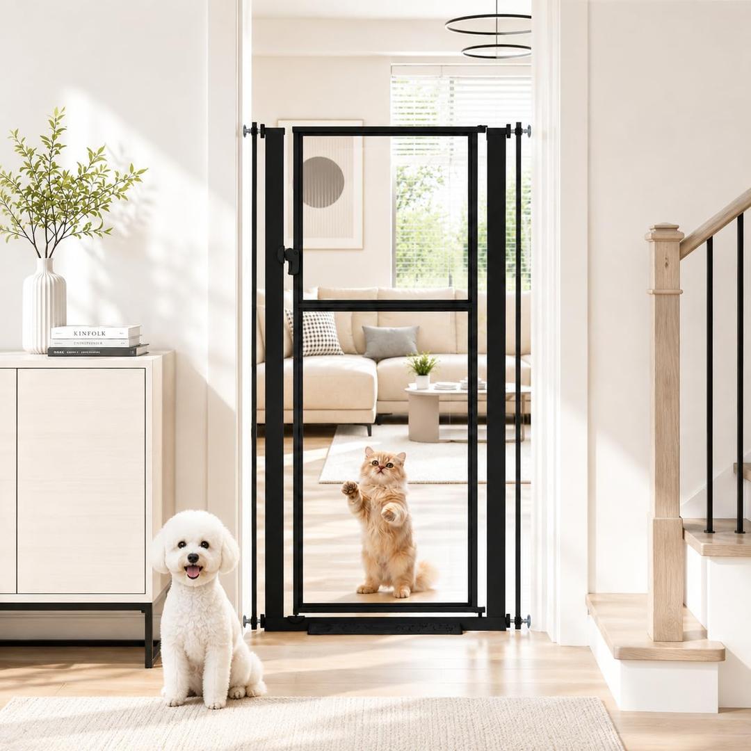 NiceTCU 56” Extra Tall Cat Gate for Doorway, 29.5-33.46" Wide Clear Gate