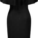 AISIZE Women's Vintage 1940s Half Collar Batwing Cape Party Pencil Dress (Black)