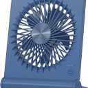 Small Desk Fan,Rechargeable USB Fan Battery Operated,Ultra Quiet, Strong Wind, 3 Speeds Travel Fans (Blue)