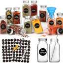 AuroTrends Spice Jars with Labels 6oz 16Pack, Glass Spice Jars with Shaker Lids Complete Set-6oz Seasoning Containers with 180 Waterproof Spice Labels |Chalk Marker |Straw Brush |Funnel