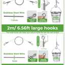 Picture Hanging Wire Kit Heavy Duty, 70PCS Picture Hanging Kit for Large Frame/ Mirror up to 50lbs/ 100lbs, including Adjustable Picture Wire, Hooks, D Rings, Frame Backing Clip, Mini Level