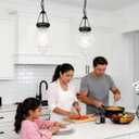 Vintage Pendant Lights Kitchen Island, Black Kitchen Pendant Lighting Over Island, Bathroom Pendant Light With 7.9" w*10.6" h Glass, Farmhouse Sink Light For Closet Pantry Entryway, Height Adjustable