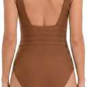 One Piece Swimsuit for Women Athletic Slimming Bathing Suit with Racerback, Comfortable Fit for Swimming & Beach (Brown, S)