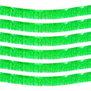 6 Pack 10 Feet Foil Fringe Garland Metallic Tinsel Streamers Banner Wall Hanging Backdrop Banner for Parade Floats Mardi Gras Party Decorations(Green)