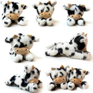 Cute Cow Plush Stuffed Animal Doll Toy 10 inch for Girls Boys One PiecesEach one has a Different Pattern (pa Cow bd Black)