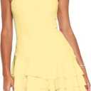 Navonta Womens Summer Sexy Strapless Tube Dress Flowy Ruffle Layer Mini Dress Off Shoulder Backless Tiered Short Dresses 2025, M