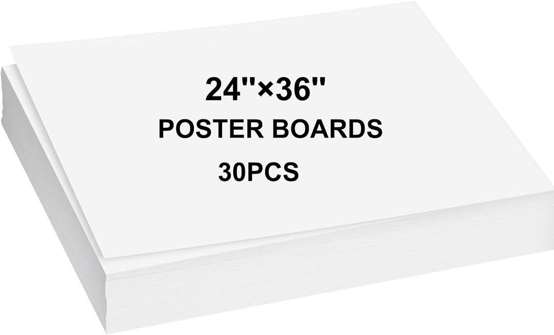 24”×36” Large Poster Board 30pcs White Poster Paper Poster Board Bulk suitable for DIY, Crafts, Signs Project Presentations, Drawing and School Supplies,250GSM Thickness Blank Posterboard
