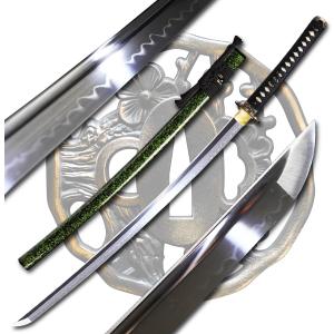 ShadowDancer Handmade Full Tang Katana Sword - Authentic T10/1095 Steel Blade with Real Hamon, Not L6 Clay Temper, and Sharp Edge - Perfect for Iaido, Martial Arts Practitioners (Gold Green) ShadowDancer Handmade Full Tang Katana Sword - Authentic T10/1095 Steel Blade with Real Hamon, Not L6 Clay Temper, and Sharp Edge - Perfect for Iaido, Martial Arts Practitioners (Gold Green)