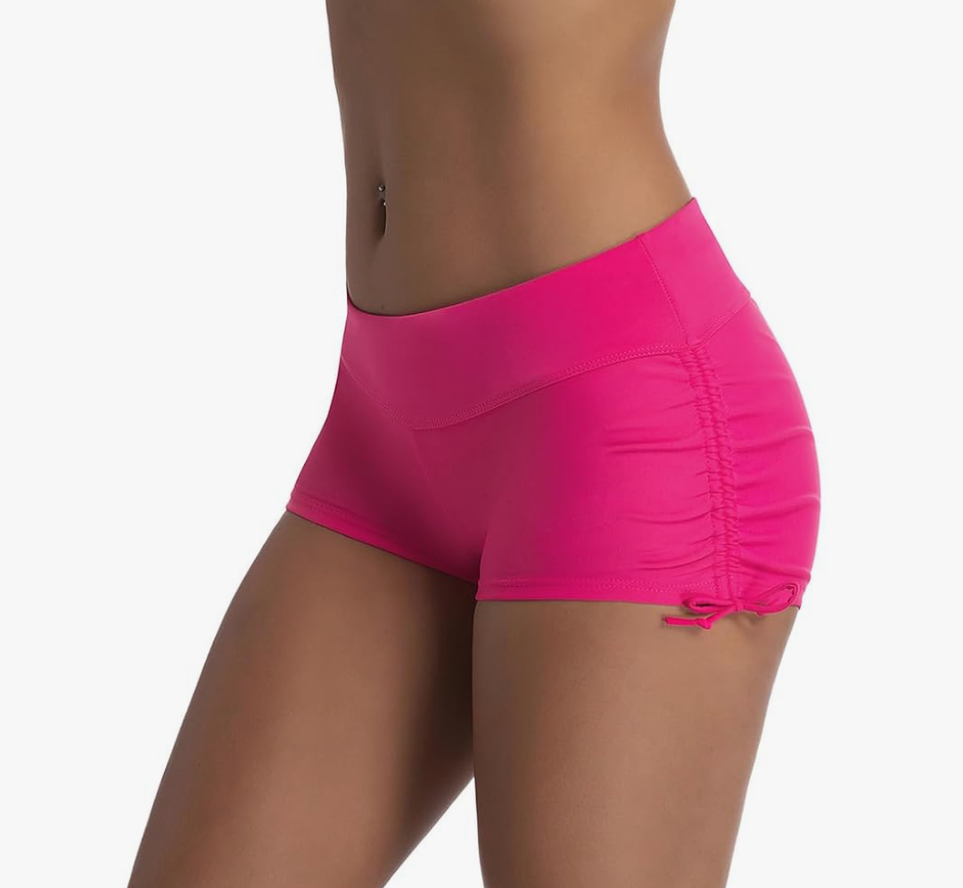 Micosuza Classical Women's Swim Boardshorts Beach Bikini Bottoms with Adjustable Ties , 2XL
