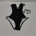 SUUKSESS Womens One Piece Tummy Control Swimsuit Crisscross Back Bathing Suits (X-Large, Black White)