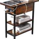 End Table with Charging Station, Narrow Side Table with USB Ports & Outlets, Flip-Top Nightstand with Storage Shelf, Small Bedside Table for Living Room, Bedroom, Small Space,Rustic Brown
