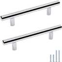 Probrico Pack of 30 |3.5 inch Drawer Pulls Stainless Steel, Modern Polished Chrome Cabinet Pull, Round T bar Handles Dresser Drawer knobs, Kitchen Cabinet Knobs Hardware, 6 inch Overall Length (hole center 3-1/2")