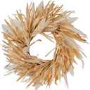 Fall Corn Husk & Wheat Wreath for Front Door 24 Inch, Farmhouse Style Rustic & Minimalist Autumn Wreath, Fall Harvest Decor for Home Porch Door Wall Indoor/Outdoor